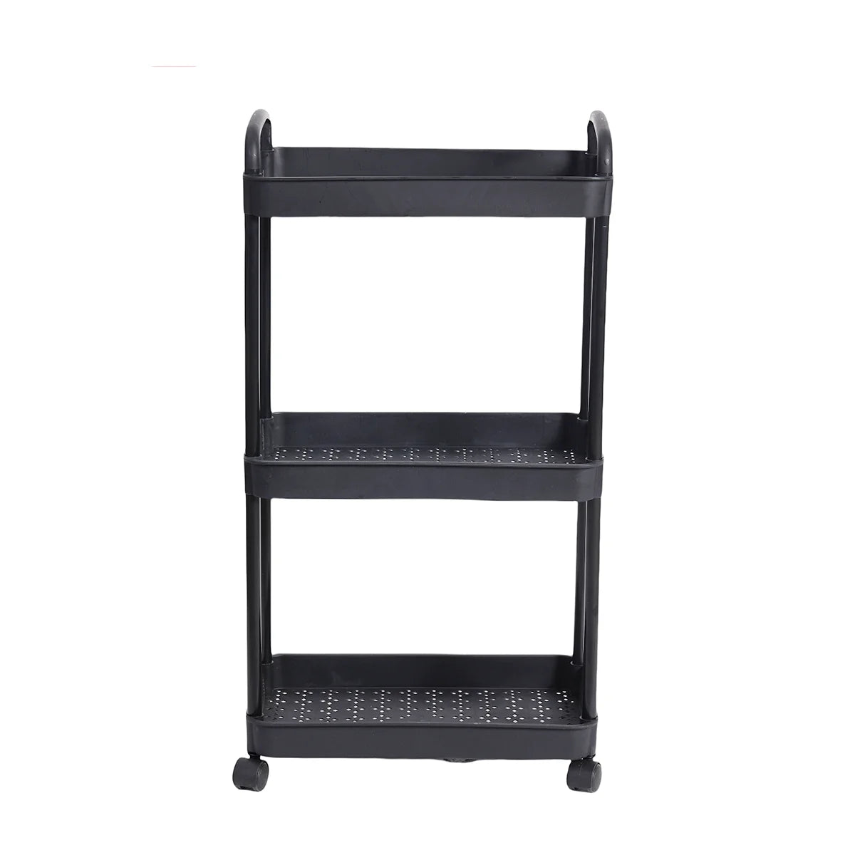 Plastic Rolling Utility Cart with Handle Storage Trolley for Office, Living Room, Kitchen, Movable Storage Organizer with Wheel