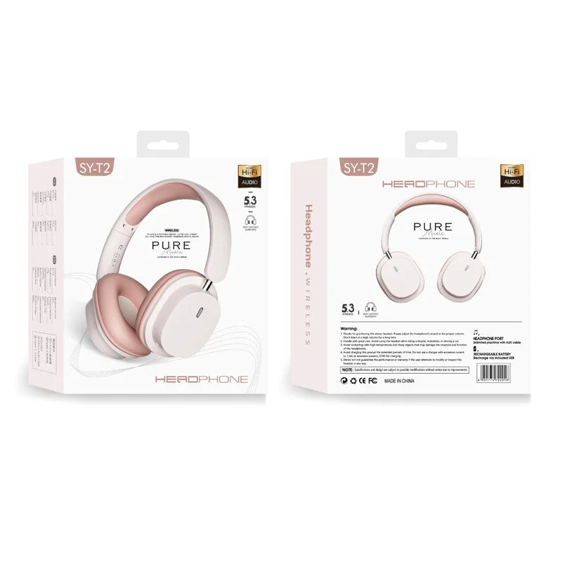 TRSYPHXM 2025 new Head mounted wireless Bluetooth earphones SYT2 large earmuffs HIFI gaming trend fashion portable earphones