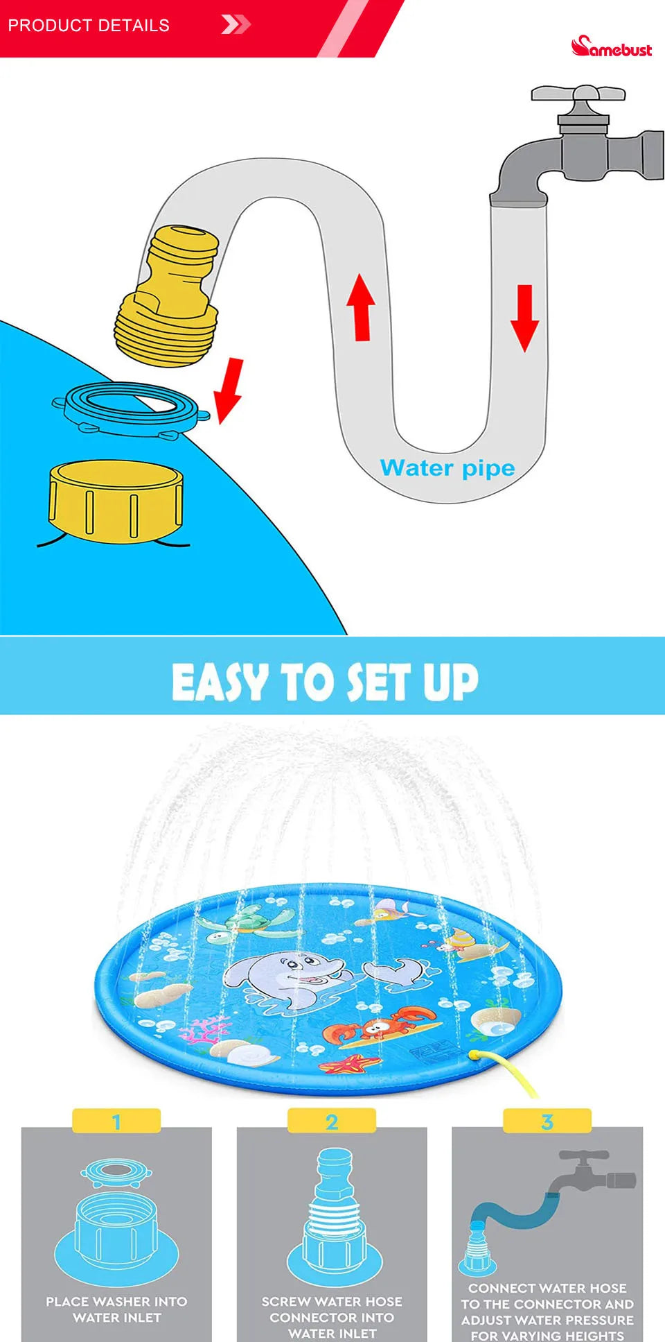 Children Play Spray Mat 100/170cm Beach Inflatable Water Sprinkler Pad Outdoor Game Toy Lawn Swimming Pool Mat Kids Toys