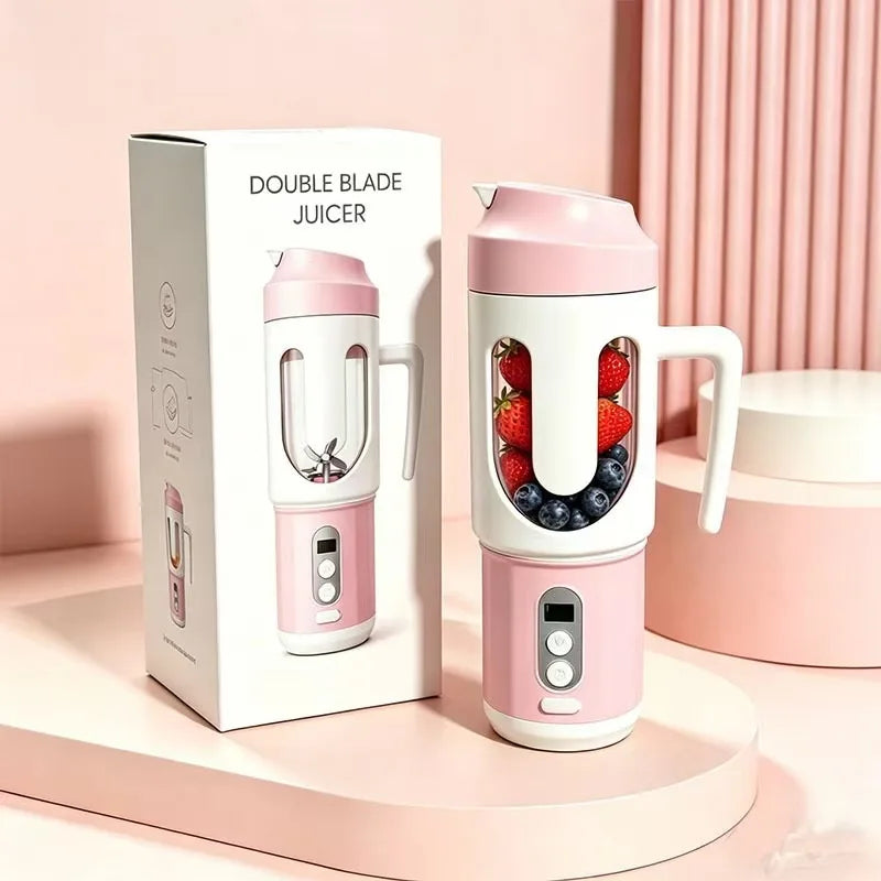 Dual Blades Wireless USB Rechargeable Portable Juicer Cup Multifunctional Fruit Vegetable Blender for Watermelon Fresh Juic