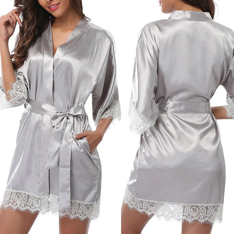 1 Piece Women's Underwear Glossy Robe Pajamas Ice Silk plus Size Nightgown