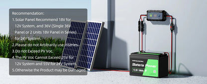 30A Solar Charge Controller 12V 24V, Bateria Power PWM Intelligent Plug and Play Portable Solar Regulator, LCD Display
