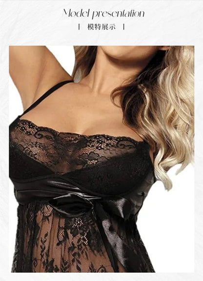ohyeah Women Plus Size Lingerie Eyelash Lace Babydoll Nightgown