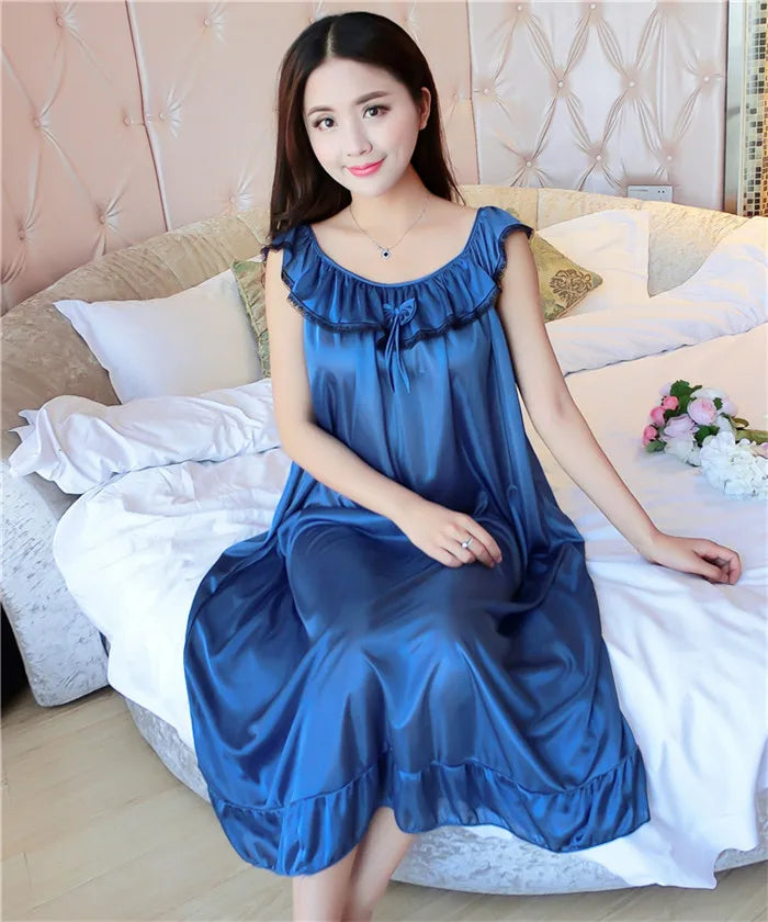Hot Women Night Gowns Sleepwear Nightwear Long Sleeping Dress Luxury Nightgown Women Casual Night Dress Ladies Home Dressing Z79