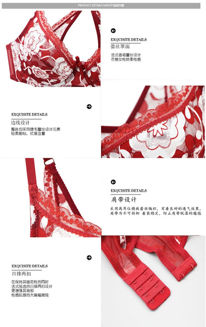 2022 New Sexy Bra Sets For Womens 34/75 36/80 38/85 40/90 42/95 BCDE Cup Large Size Lingerie Embroidery Push Up Ladies Underwear