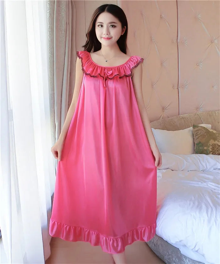 Hot Women Night Gowns Sleepwear Nightwear Long Sleeping Dress Luxury Nightgown Women Casual Night Dress Ladies Home Dressing Z79