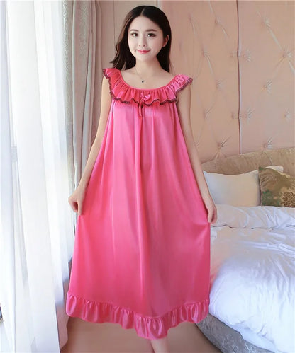 Hot Women Night Gowns Sleepwear Nightwear Long Sleeping Dress Luxury Nightgown Women Casual Night Dress Ladies Home Dressing Z79