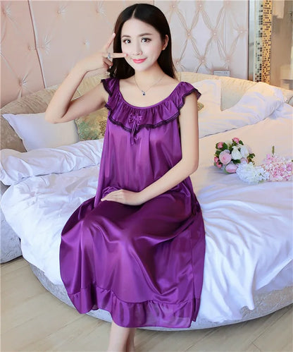 Hot Women Night Gowns Sleepwear Nightwear Long Sleeping Dress Luxury Nightgown Women Casual Night Dress Ladies Home Dressing Z79