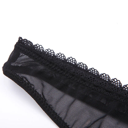 Sexy ladies see through elastic mesh bra set women wire free white underwear bra+thong lingerie set