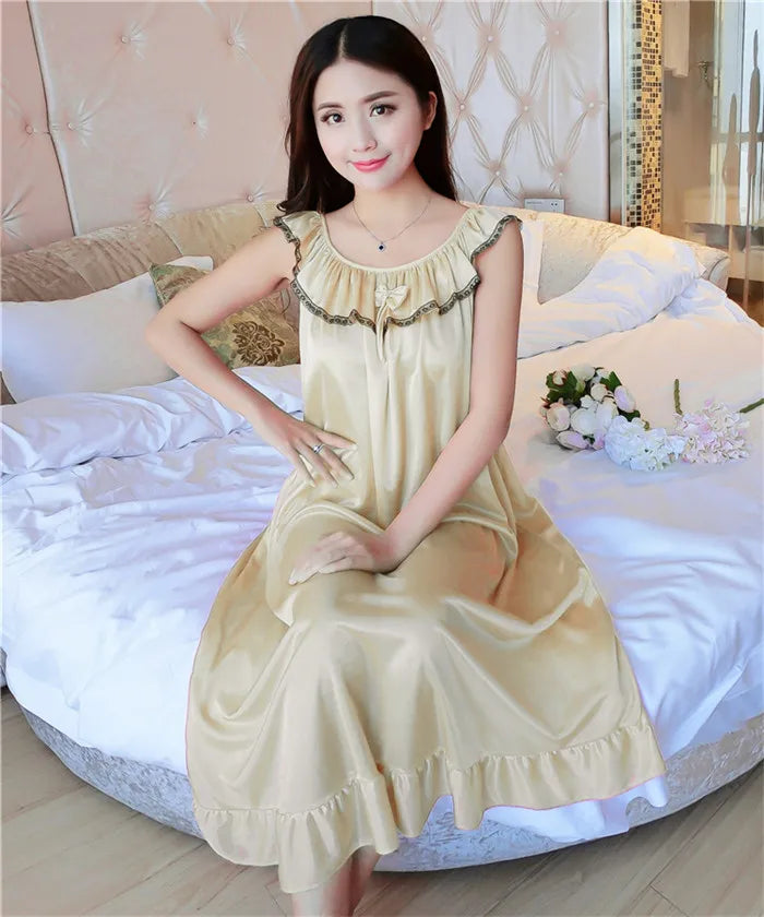 Hot Women Night Gowns Sleepwear Nightwear Long Sleeping Dress Luxury Nightgown Women Casual Night Dress Ladies Home Dressing Z79