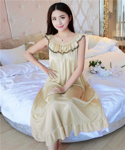 Hot Women Night Gowns Sleepwear Nightwear Long Sleeping Dress Luxury Nightgown Women Casual Night Dress Ladies Home Dressing Z79
