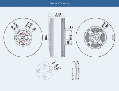 T-MOTOR MN805-S IP45 Multirotor Fixed Wing UAV Motor KV120/KV150/KV170 Brushless Motor Thrust 16KG For Heavy Multicoptor Drone