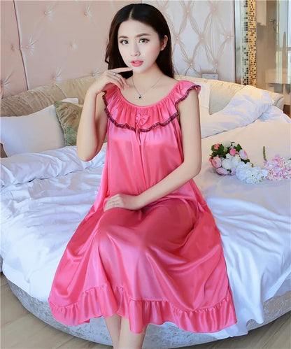 Hot Women Night Gowns Sleepwear Nightwear Long Sleeping Dress Luxury Nightgown Women Casual Night Dress Ladies Home Dressing Z79