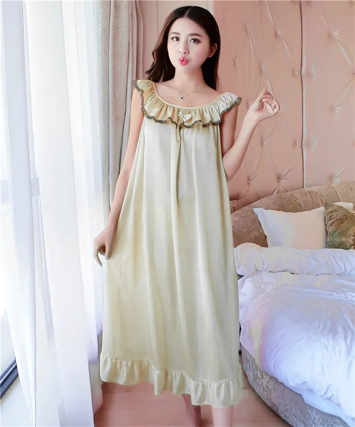 Hot Women Night Gowns Sleepwear Nightwear Long Sleeping Dress Luxury Nightgown Women Casual Night Dress Ladies Home Dressing Z79