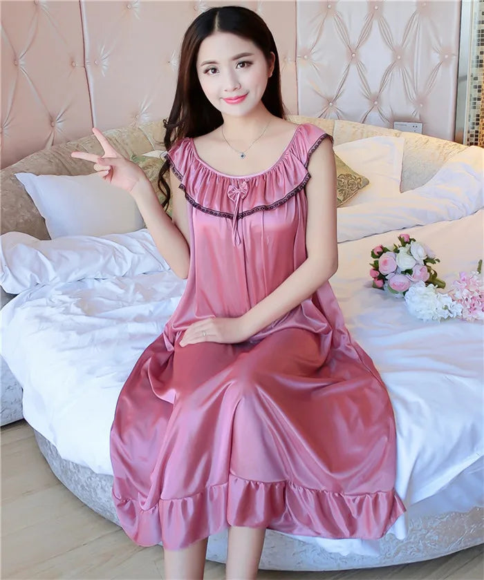 Hot Women Night Gowns Sleepwear Nightwear Long Sleeping Dress Luxury Nightgown Women Casual Night Dress Ladies Home Dressing Z79
