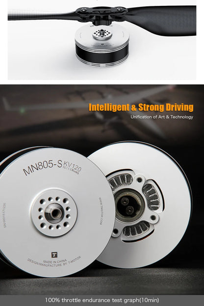 T-MOTOR MN805-S IP45 Multirotor Fixed Wing UAV Motor KV120/KV150/KV170 Brushless Motor Thrust 16KG For Heavy Multicoptor Drone