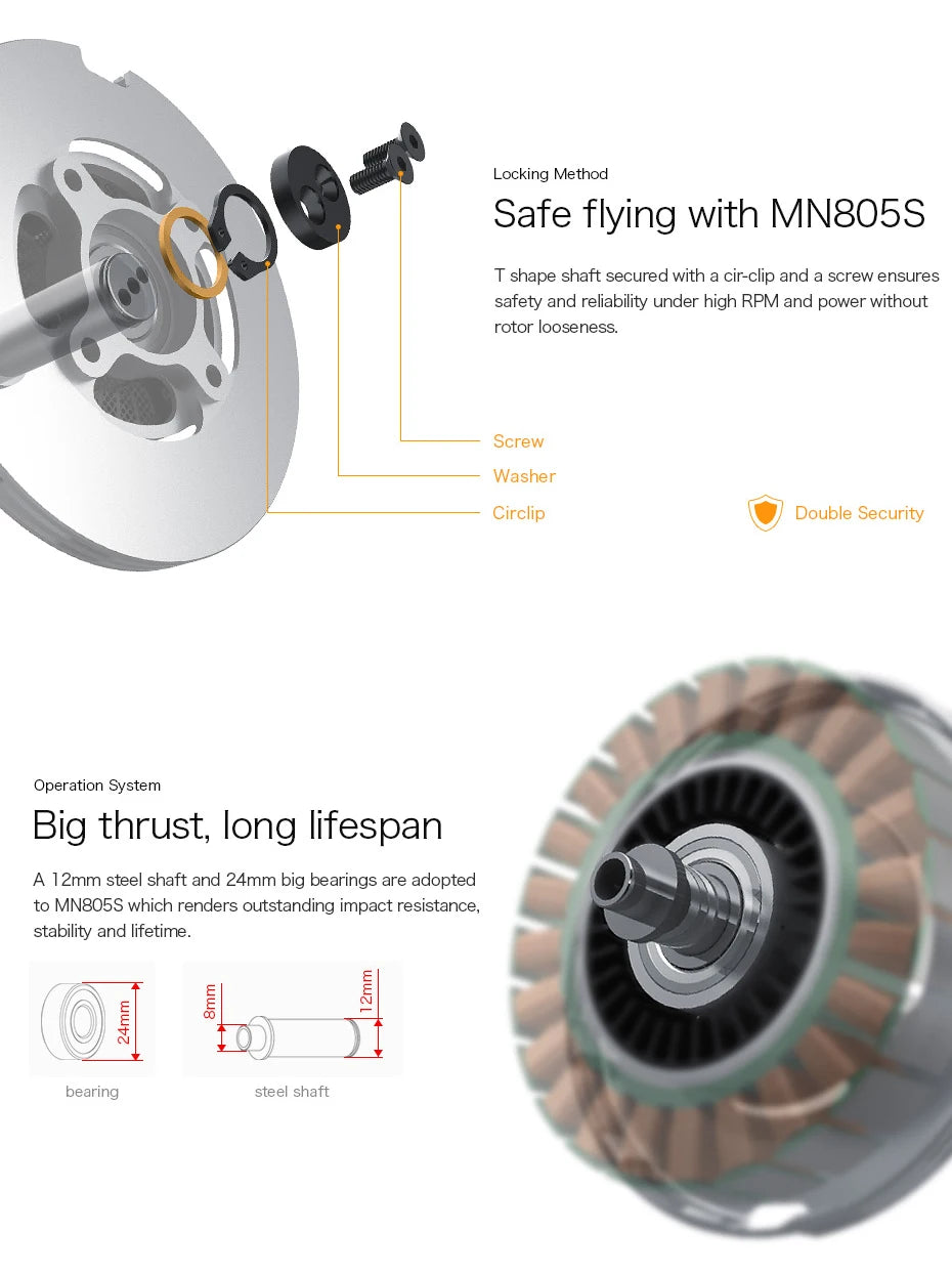 T-MOTOR MN805-S IP45 Multirotor Fixed Wing UAV Motor KV120/KV150/KV170 Brushless Motor Thrust 16KG For Heavy Multicoptor Drone