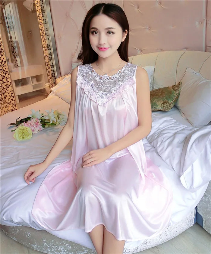 Hot Women Night Gowns Sleepwear Nightwear Long Sleeping Dress Luxury Nightgown Women Casual Night Dress Ladies Home Dressing Z79