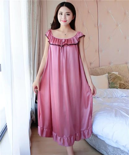 Hot Women Night Gowns Sleepwear Nightwear Long Sleeping Dress Luxury Nightgown Women Casual Night Dress Ladies Home Dressing Z79
