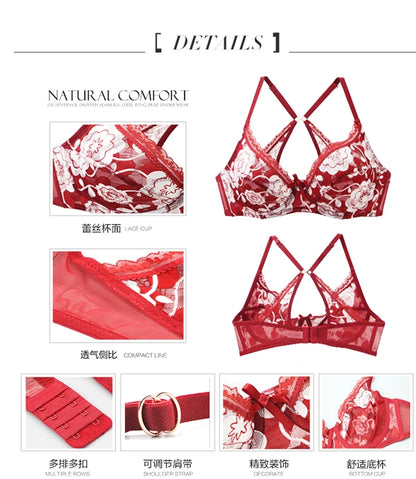 2022 New Sexy Bra Sets For Womens 34/75 36/80 38/85 40/90 42/95 BCDE Cup Large Size Lingerie Embroidery Push Up Ladies Underwear