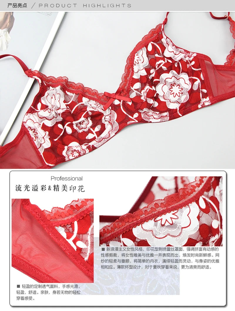 2022 New Sexy Bra Sets For Womens 34/75 36/80 38/85 40/90 42/95 BCDE Cup Large Size Lingerie Embroidery Push Up Ladies Underwear