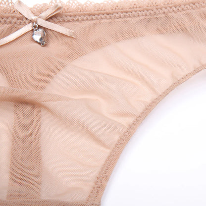 Sexy ladies see through elastic mesh bra set women wire free white underwear bra+thong lingerie set