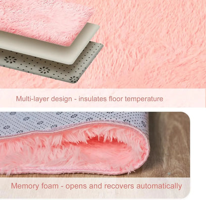 VIKAMA Pink Bedroom Carpet - Soft and Plush for Home Decor - Living Room, Dorm Room Floor Mat - Bedroom Side Rug