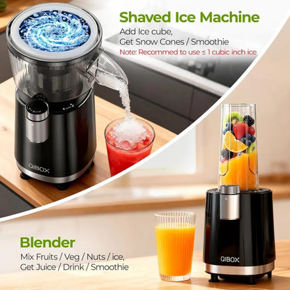 2 in 1 Snow Cone Machine & Smoothie Blender, 700W Powerful Shaved Ice Machine, Frozen Margarita Maker with Stainless Steel Blade, for Home Kitchen Party