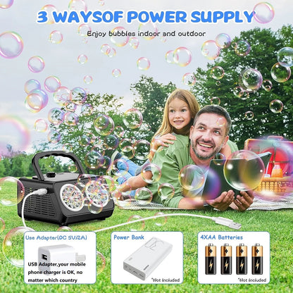 Automatic Bubble Machine Upgrade Bubble Blower with 2 Fans,50000+ Bubbles Per Minute Bubbles for Kids Portable Bubble Maker