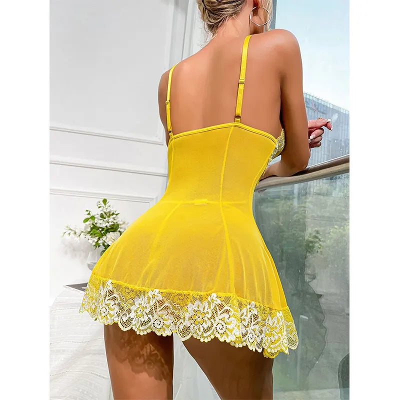 Plus Size Pajamas For Women's Sleepwear Sexy Deep V Erotic Dresses