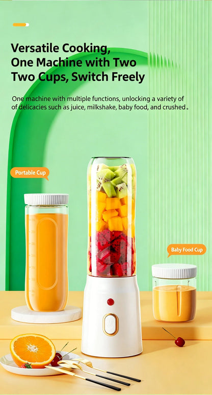 Portable Fruit Juicer Blenders Outdoor Personal Electric Mini Bottle Home USB Charge 10 Blades Double Cup Juicer Machine