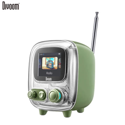 Divoom T-tiivoo-2 Mini small tv portable Radio FM with Adjustable Antenna Vintage Wireless 5.0 Bluetooth Speaker cute gift
