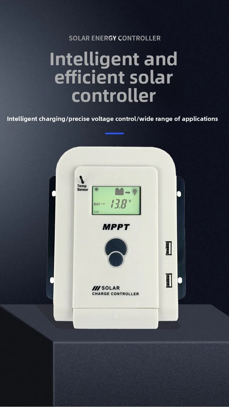 MPPT Solar Charge Controller 10A20A30A40A50A60A Smart LCD Charging 12V24V Auto Photovoltaic Controller Bluetooth