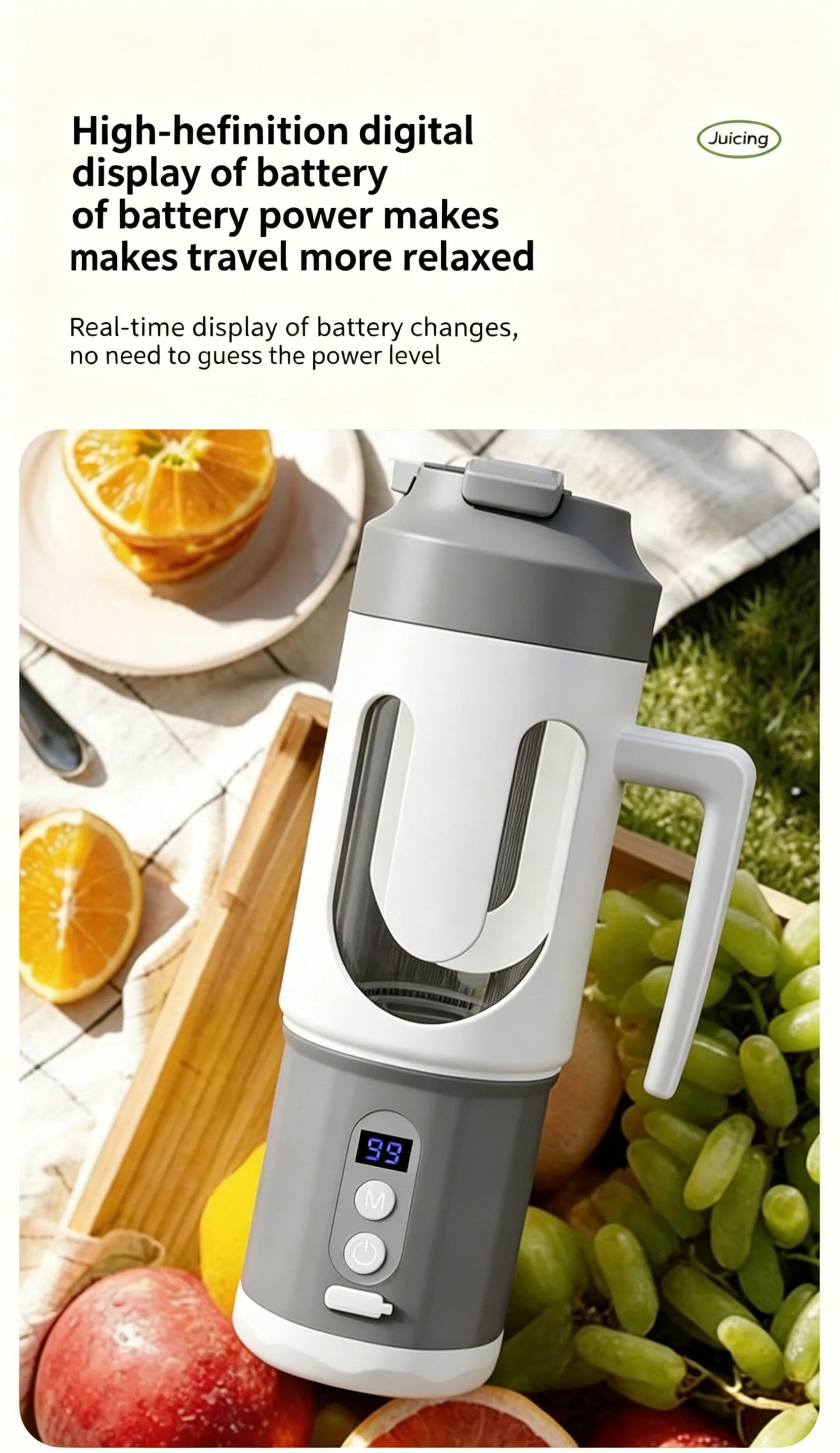 Dual Blades Wireless USB Rechargeable Portable Juicer Cup Multifunctional Fruit Vegetable Blender for Watermelon Fresh Juic