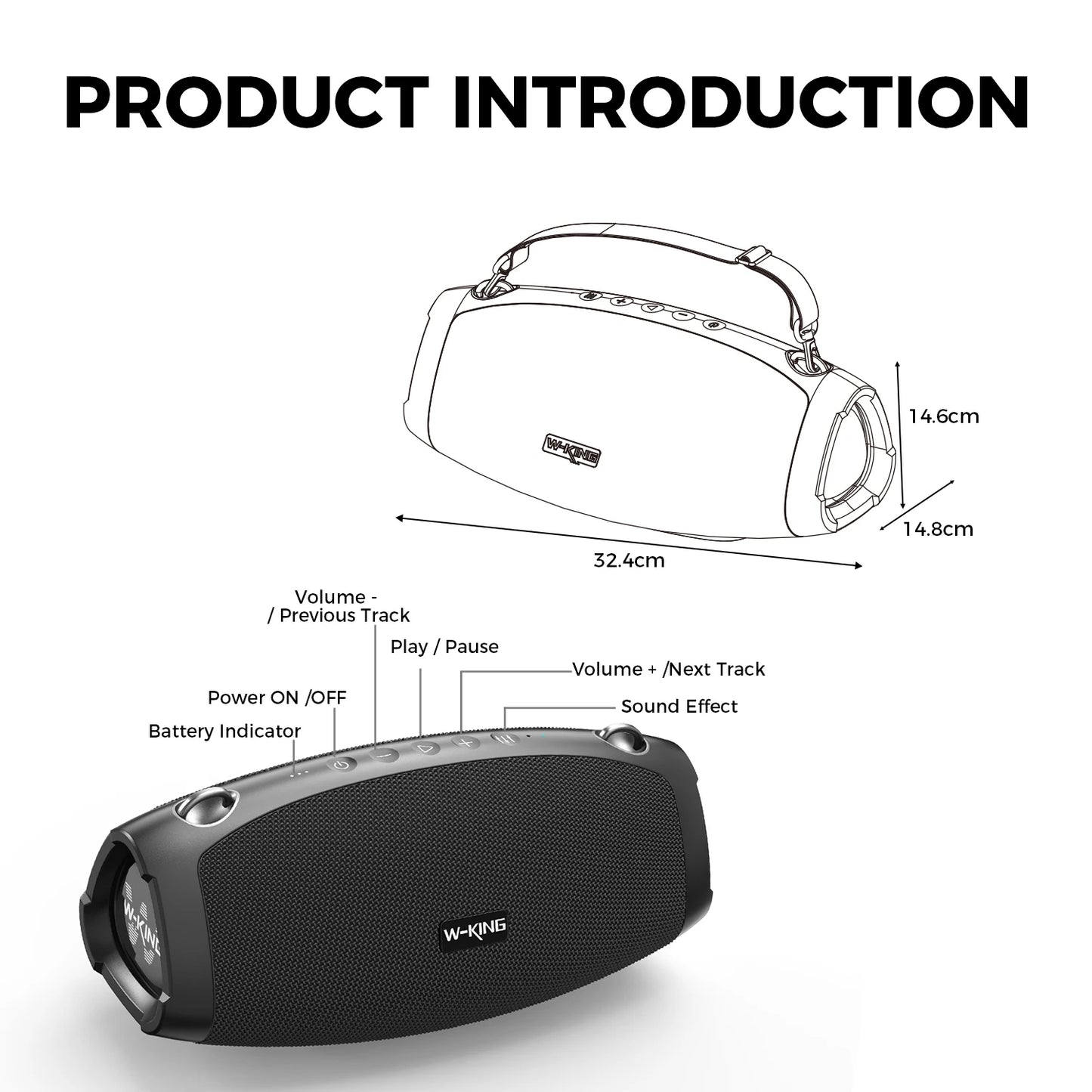 W-KING X10MIC (120W PEAK) 70W Portable Loud Bluetooth Speakers with Wireless Microphone,  Waterproof Outdoor Wireless Bluetooth