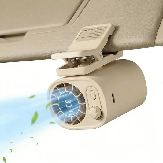 2026 Portable Clip On Car Cooling Fan 100 Speed USB Rechargeable Mini Fan(Beige)