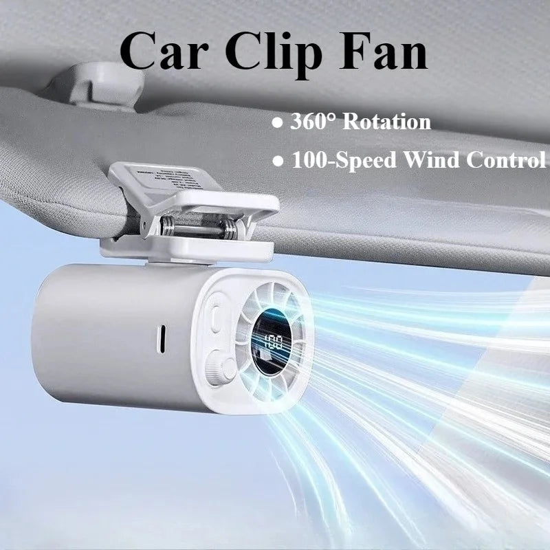 2026 Portable Clip On Car Cooling Fan 100 Speed USB Rechargeable Mini Fan(Beige)