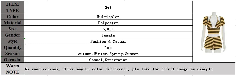 Women Striped Print 3 Piece Short Sets Summer Sexy Halter Lace-up Bra Short Sleeve Crop Top Shorts Matching Sets Beach Vacation