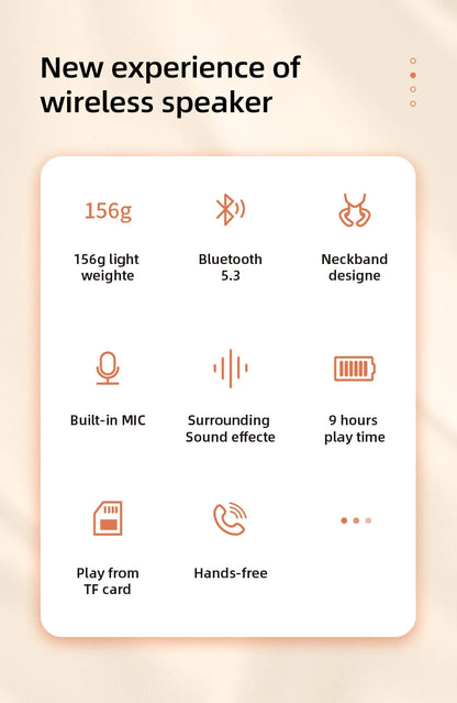 Rockmia EBS-910 New Wearable Wireless Neckband Speaker Bluetooth 5.3 AAC Code True Wireless Stereo Music Box TF Card Slot Type C