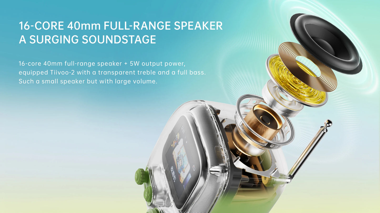 Divoom T-tiivoo-2 Mini small tv portable Radio FM with Adjustable Antenna Vintage Wireless 5.0 Bluetooth Speaker cute gift