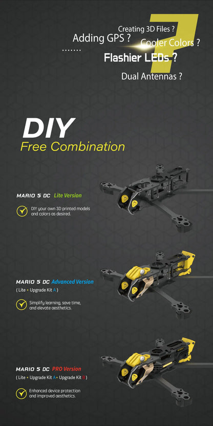 SpeedyBee Mario 5 O4 Frame Kit DC / XH Version with Carbon Fiber Plate FPV Freestyle RC Racing Drone
