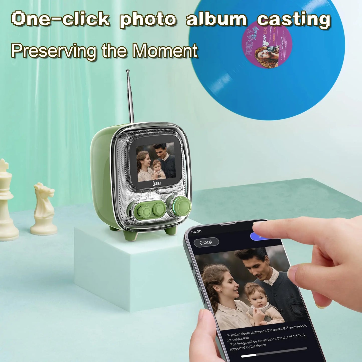 Divoom T-tiivoo-2 Mini small tv portable Radio FM with Adjustable Antenna Vintage Wireless 5.0 Bluetooth Speaker cute gift