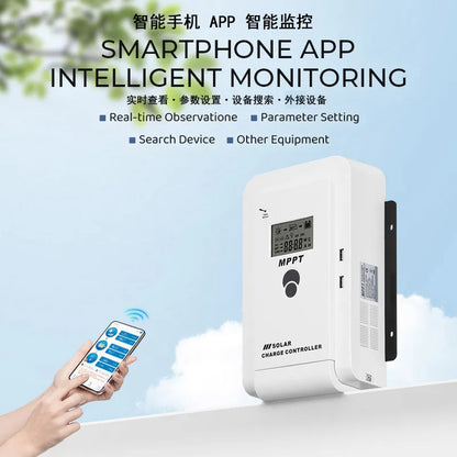 MPPT Solar Charge Controller 10A20A30A40A50A60A Smart LCD Charging 12V24V Auto Photovoltaic Controller Bluetooth