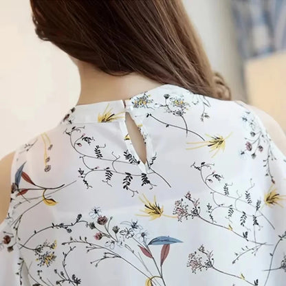 New Floral Print Women Shirt Elegant Summer Tops Off Shoulder Blouses Short Sleeve Woman Blouse