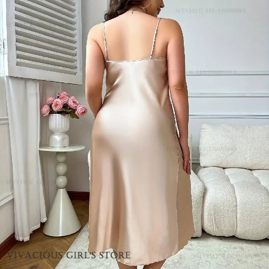 Plus Size 3XL-5XL Long Nightgown Female Chemise Sleepwear