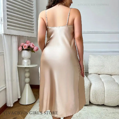 Plus Size 3XL-5XL Long Nightgown Female Chemise Sleepwear