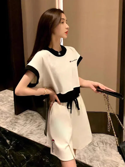 Short Sets for Women 2 Pieces Sleeve Korean Style Summer Fashion 2025 Outfit Trends Ensembles Vacation Outfits Full Woman Shorts