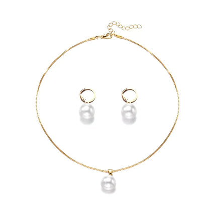 2 Pieces Of Round Pearl Jewelry Set, Earrings, Pendants, Necklaces, Ladies' Exquisite And Fashionable Wedding Jewelry Set,Gifts