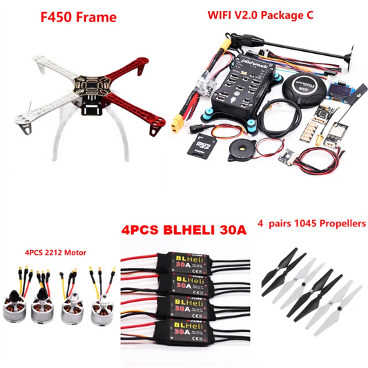 PixHawk2.4.8 Flight Control F450 Drone Kit Ardupilot 100MW Radio Telemetry Quadcopter BLHELI 30A 2212 Motor ESC Landing Gear