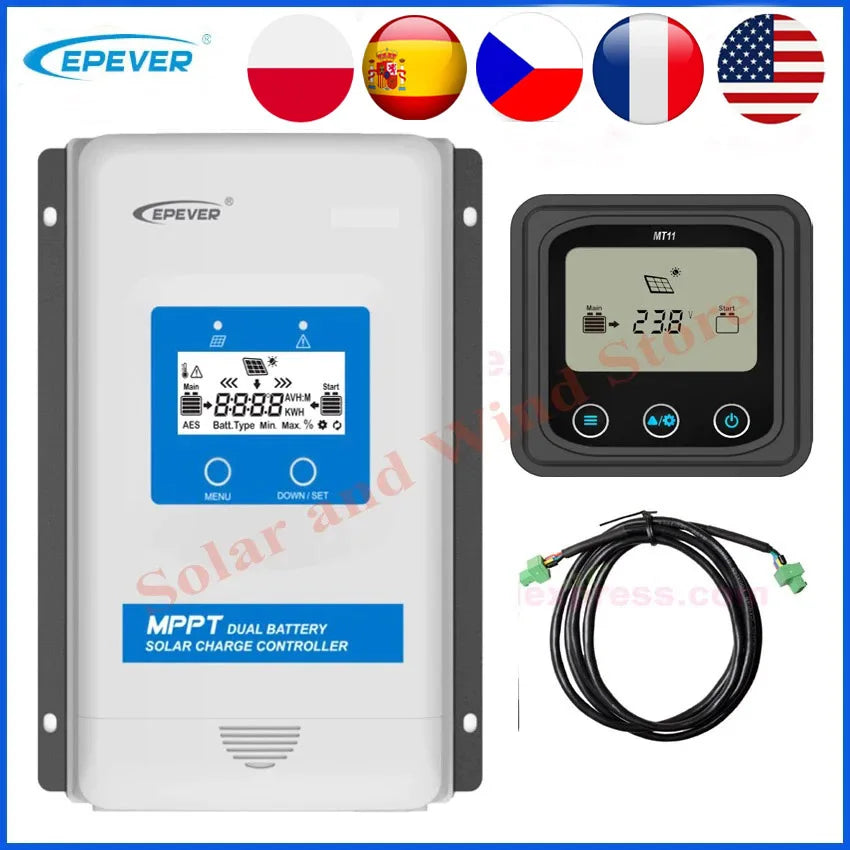 EPEVER DR3210N-DDS 30A MPPT Solar Charge Controller Battery Voltage 12V 24V Max PV Input 100V